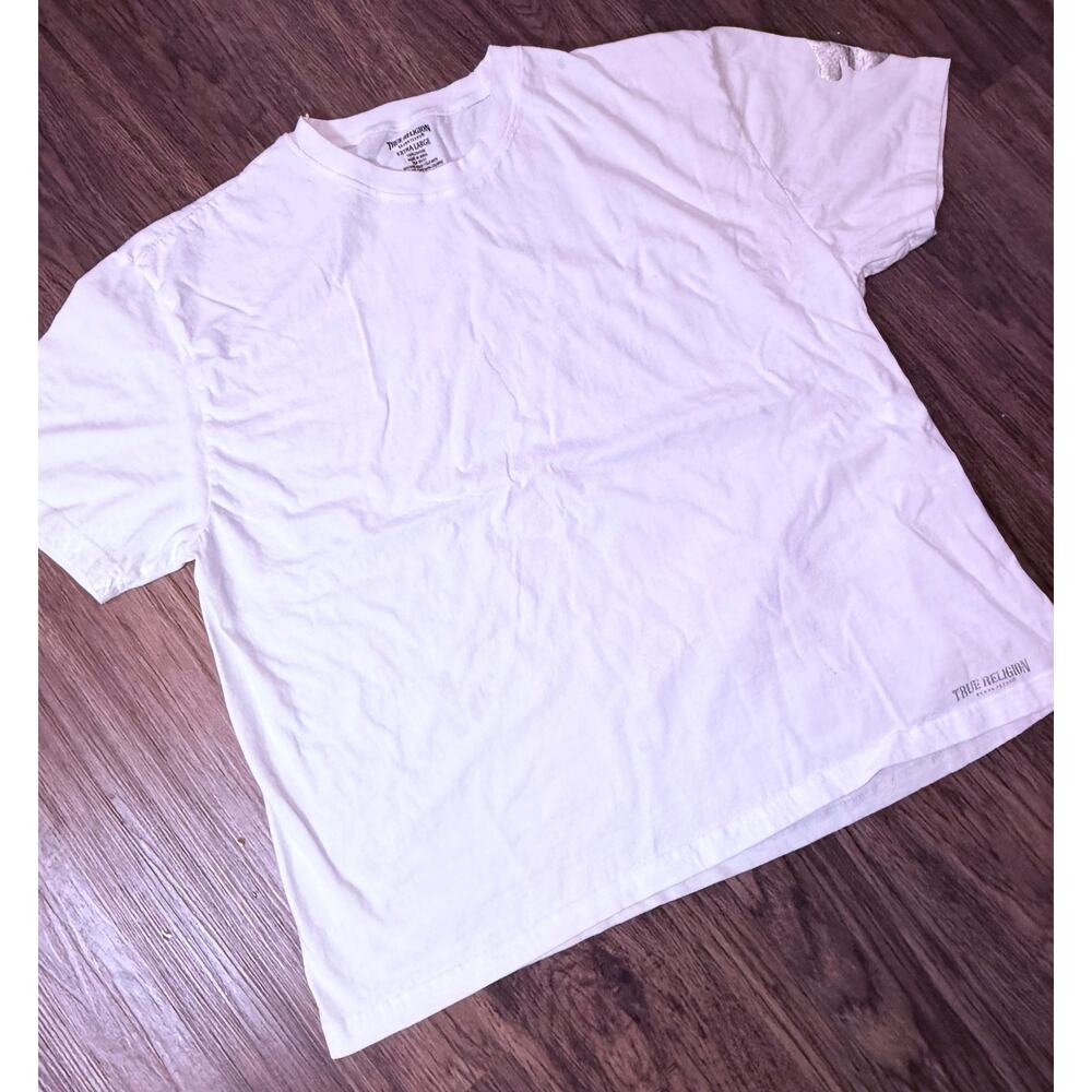 True Religion Shirt Mens Extra Large White Blank Tee Logo Short Sleeve